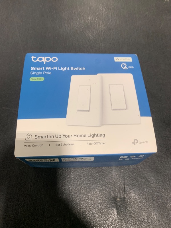 Photo 1 of TP-Link Tapo Matter Smart Light Switch: Voice Control w/Siri, Alexa & Google Home | UL Certified | Timer & Schedule | Easy Guided Install | Neutral Wire Required | Single Pole | Tapo S505(2-Pack)