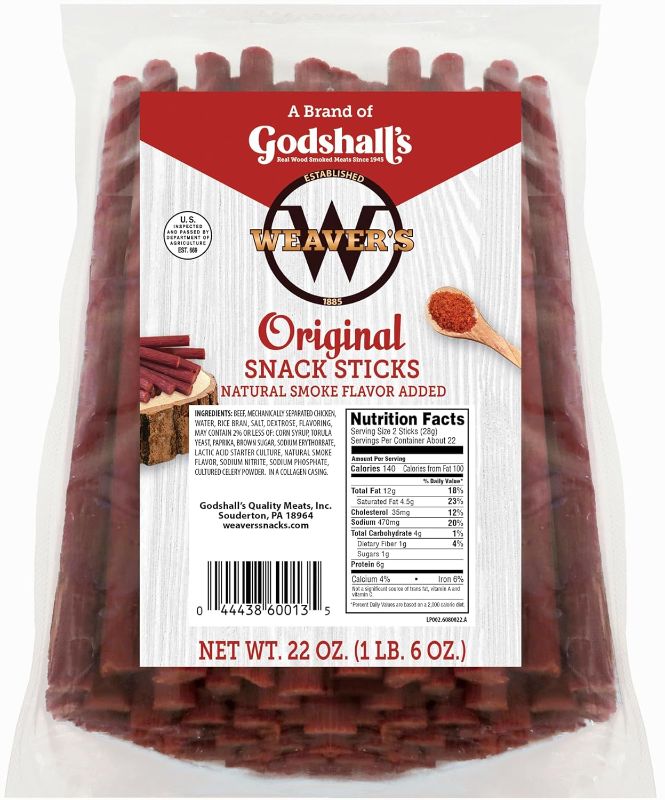Photo 1 of Weaver’s Original Snack Sticks (44 mild flavored 7" beef and chicken snack sticks per 22oz bag)