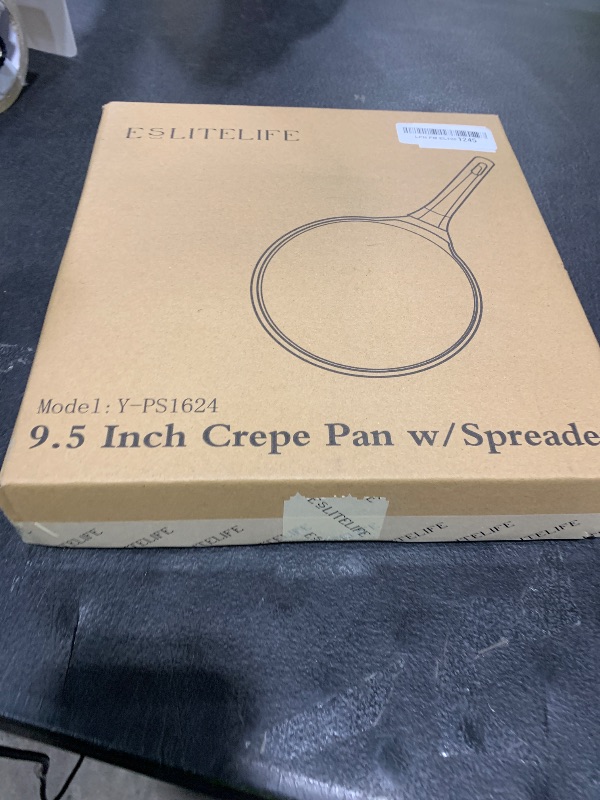 Photo 1 of ESLITE LIFE 9.5 Inch Crepe Pan with Spreader, Nonstick Ceramic Flat Skillet Dosa Tawa Comales Para Tortillas Pancake Pan, PTFE & PFOA Free, Black