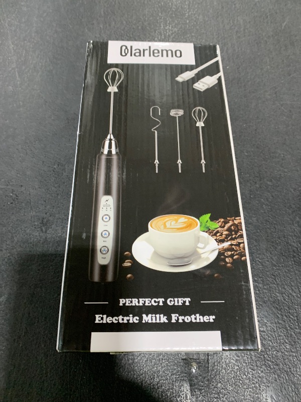 Photo 1 of Colarlemo Milk Frother Handheld Rechargeable, Frother Wand Drink Mixer Electric Whisk for Coffee, Detachable With 3 Stainless Whisks, Hand Mixer for Lattes, Cappuccino, Matcha, Egg, No Stand, Black