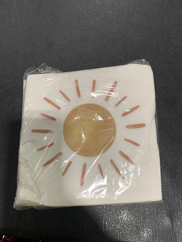 Photo 1 of 50 PCS Boho Sun Paper Napkins First Trip Around The Sun Birthday Party Napkins Boho Hippie Sunshine Disposable Luncheon Napkin for Baby Shower Birthday Party Supplies, 6.5 x 6.5 inch
