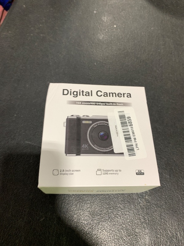Photo 1 of Digital Camera, 4K Vlogging Camera for YouTube Autofocus 50MP UHD Cameras for Photography with Anti-Shake, 16X Digital Zoom Point and Shoot Digital Camera with 32GB Card for Teens Adult Beginner-Black++++