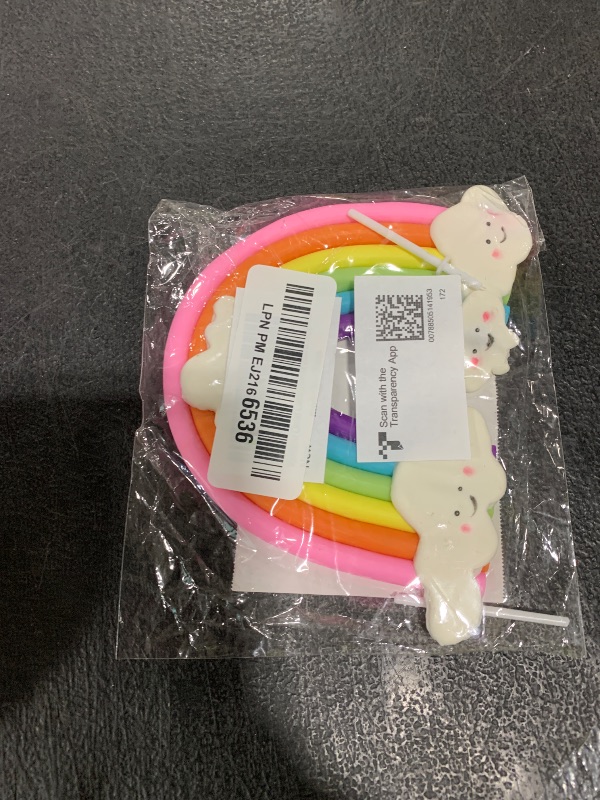 Photo 1 of Rainbow Cloud Cake Topper, Colorful Rainbow Soft Pottery Cake Cupcake Topper for Boys Girls Birthday Party Decorations Supplies