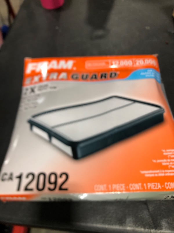 Photo 1 of FRAM Extra Guard CA12092 Replacement Engine Air Filter for Select Nissan Models, Provides Up to 12 Months or 12,000 Miles Filter Protection