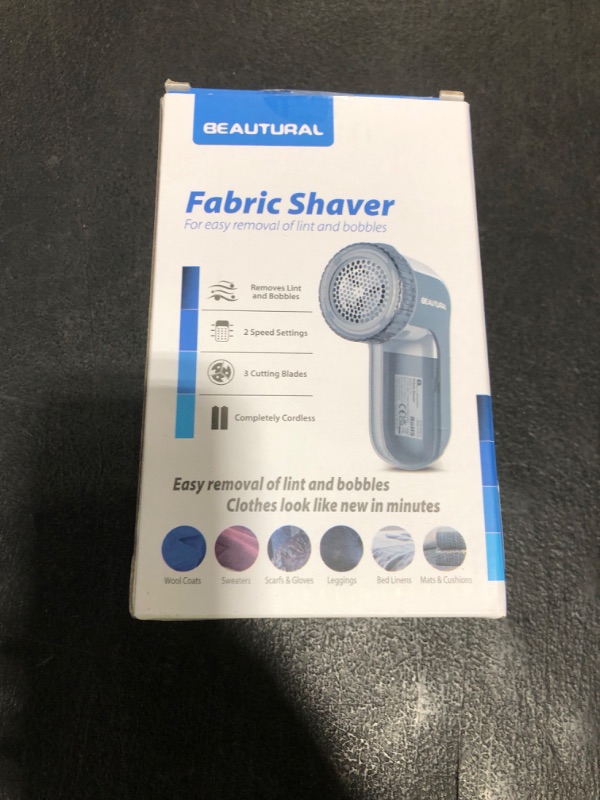 Photo 1 of BEAUTURAL Fabric Shaver and Lint Remover, Sweater Defuzzer with 2-Speeds, 2 Replaceable Stainless Steel Blades, Battery Operated, Remove Clothes Fuzz, Lint Balls, Pills, Bobbles Gray