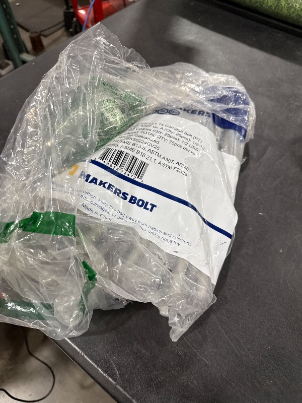 Photo 1 of 1/2" x 14" (25 Pack) Galvanized Carriage Bolt Kit Grade 307A Includes 1/2" USS Flat Washers (25 pcs) and 1/2"-13 Hex Nuts (25 pcs), Hot Dip Galvanized for Exterior Use by Makers Bolt