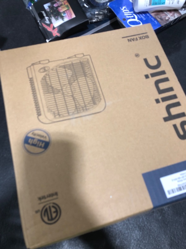 Photo 1 of shinic 10" Tabletop Box Fan for Bedroom, 2 Speeds, Quiet Table Fan with Strong Airflow, Energy Efficient Small Box Fan, Portable Kitchen Exhaust Fan for Bedroom Bathroom Office Dorm Workshop, White