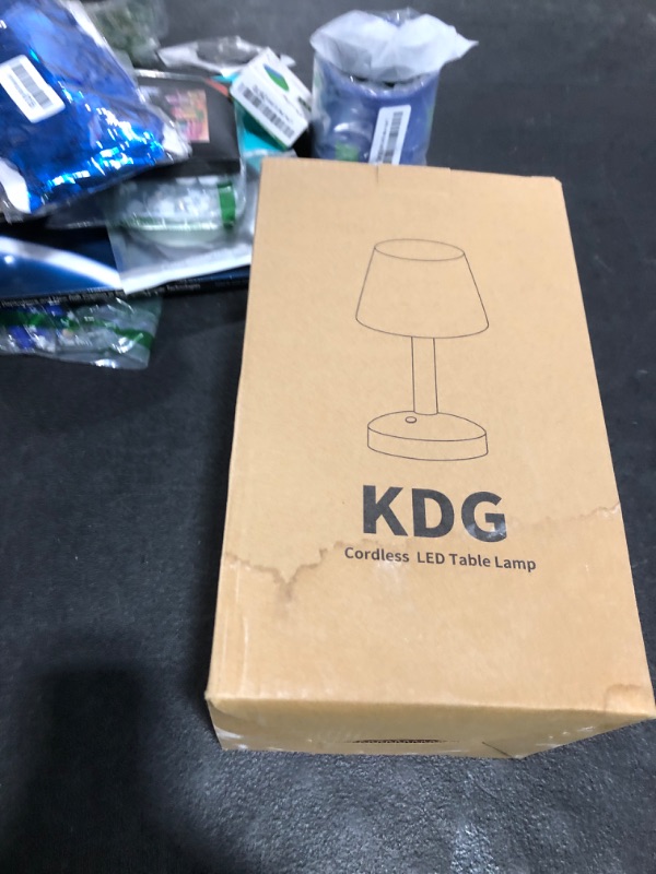 Photo 1 of KDG Modern Cordless Small Table Lamp Set of 2, Portable LED Fabric Shade Desk Lamps, 5000mAh Rechargeable Battery Operated Lighting for Bedroom, Bedside, Living Room, Dining Room (White)
