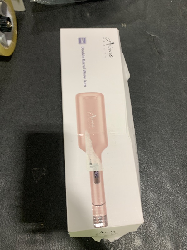 Photo 1 of 32mm (1.25") Aima Beauty Twins Mermaid Shallow Waves Hair Waver, Anti-Scald Wave Curling Iron, Curling Wand 2 Barrel Hair Crimper for Women PTC 15S Heats Up for Medium Short/Long Hair Pink
