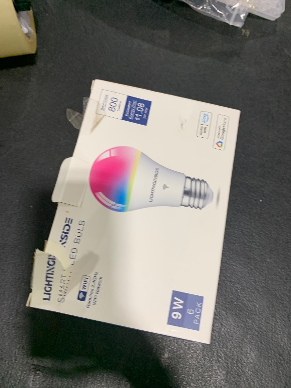 Photo 1 of Lightinginside Smart Light Bulbs 6 Pack, Smart Bulb Works with Alexa/Google Home/Smart Life, CRI>90, RGBCW Color Changing LED Light Bulbs, 2.4G WiFi Bluetooth A19 E26 Bulb, No Hub Required, ETL Listed
