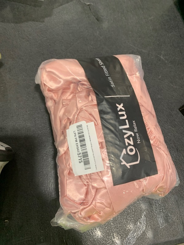 Photo 1 of CozyLux Satin Fitted Sheet Queen Size, Pink Silky Satin Bed Fitted Sheet Only with Silky Microfiber, Deep Pocket, Single Bottom Sheet Sold Separately, Breathable, Smooth and Soft