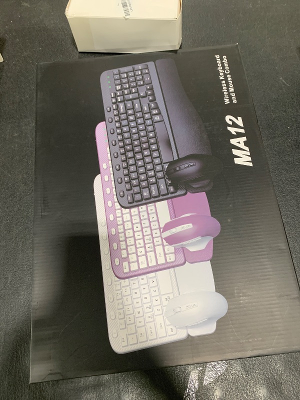 Photo 1 of Wireless Keyboard and Mouse Combo, Ergonomic Wave Keys, Cushioned Plam Rest, Comfortable Silent Natural Typing, 2.4G Lag-Free, Full Size Keyboards Cordless Set for Multi-OS, Windows/Mac -SABLUTE