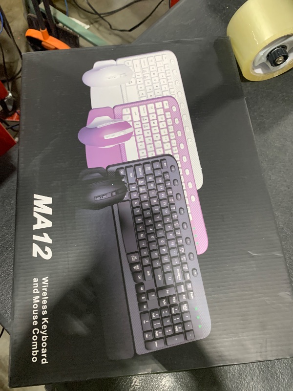 Photo 1 of Wireless Keyboard and Mouse Combo, Ergonomic Wave Keys, Cushioned Plam Rest, Comfortable Silent Natural Typing, 2.4G Lag-Free, Full Size Keyboards Cordless Set for Multi-OS, Windows/Mac -SABLUTE