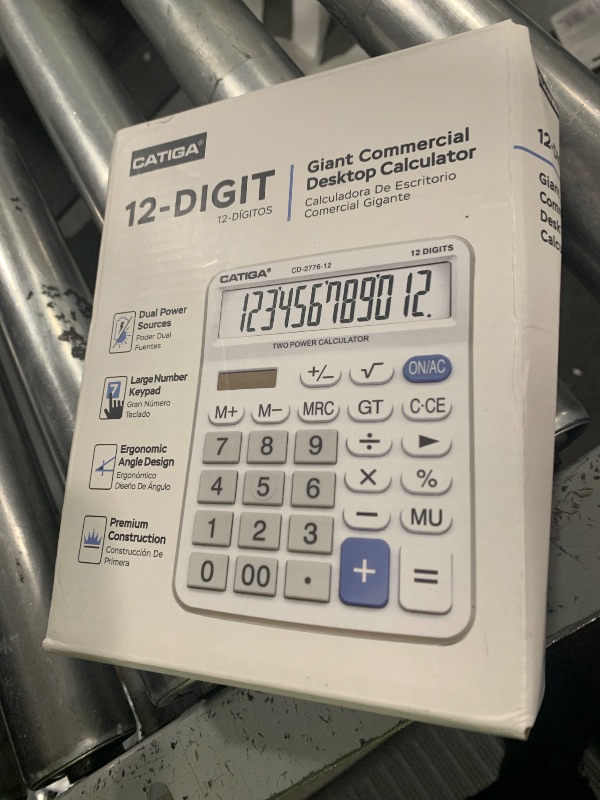 Photo 1 of Premium Commercial 12-Digit Large Desktop Calculator with Huge 5-Inch LCD Display Screen, Giant Responsive Buttons, Battery and Solar Powered, Perfect for Home/Office Accounting Finance Use, CD-2776
