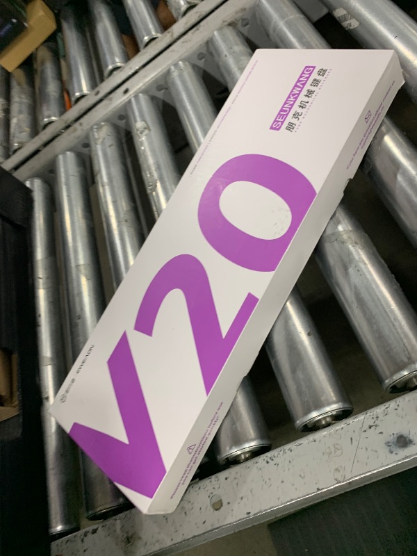 Photo 1 of EWEADN V20 Typewriter Keyboard Wireless, 104 Keys Typewriter Style Mechanical with White Backlit, Media Knob, Pink Switch 2.4G/Bluetooth/USB-C Wired Retro Full Size Keyboard for Windows/Mac/PC-Purple