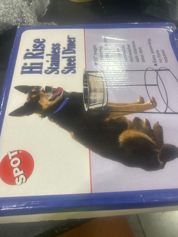 Photo 1 of SPOT Hi Rise Single Diner Elevated Dog Feeder, 2qt Stainless Steel Bowl, Durable Wire Stand, Hygienic, Easy to Clean, Promotes Proper Posture for Tall Pets, Ideal for Medium and Large Breeds, 14.25in