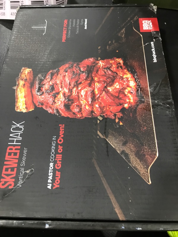 Photo 1 of Skewer Hack by BBQ Hack, Vertical Skewer, Stainless Steel Spit Stand for Grilling, Tacos Al Pastor, Shawarma, Kebabs, and Gyros, Includes 3 Removable Spikes