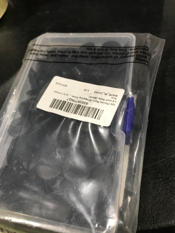 Photo 1 of 100 Pieces Patio Strapping Rivets Fasteners 3/4" Length Medium Multi Gauge Rivet for Patio Lawn Chair Webbing Repair Strap for Outdoor Furniture Lounge 1/4 Inch Hole (Black)