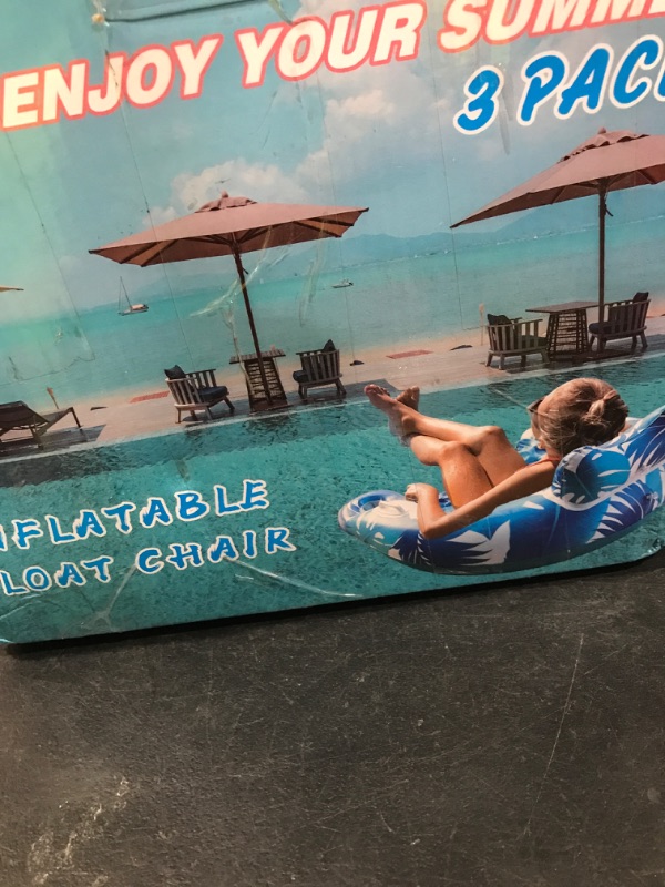 Photo 1 of KEUCL Pool Floats, 3 Pack Inflatable Pool Float Chairs with Cupholders & Handles, Pool Floats Adult & Kids Perfect for Pool Lake & Rivers, Pool Toys Party, Relaxing Inflatable Chair for Swimming Pool