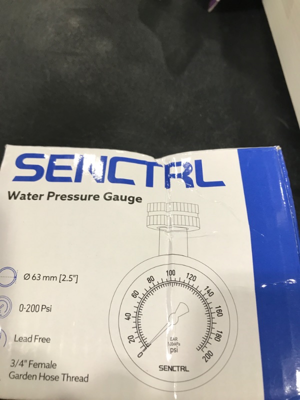 Photo 1 of SENCTRL 0-200 Psi Water Pressure Gauge Test with Lazy Hand, Lead-Free, Waterproof, 2.5" Dial Size, 3/4" Female Garden Hose Thread, Stainless Steel Case, for Home Potable Water, House Tube