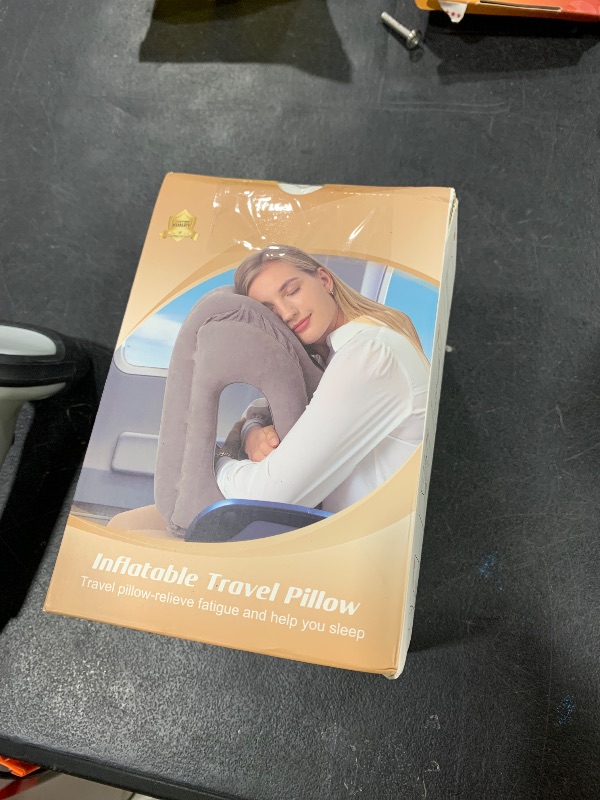 Photo 1 of Sunany Inflatable Neck Pillow, Travel Pillow, Upgraded Plane Pillow for Long Flights, Used for Airplanes,Cars,Buses with Eye Mask,Earplugs (Blue)