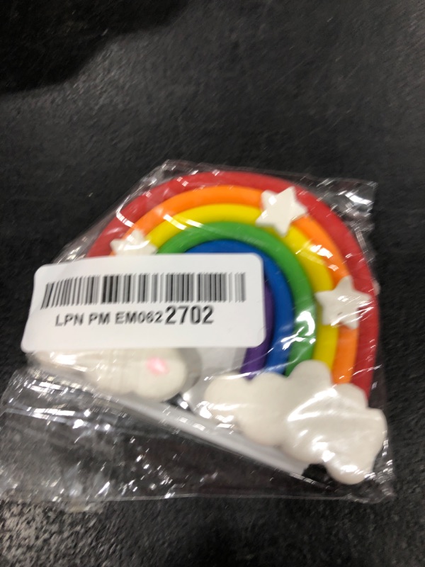 Photo 1 of Amabro Colorful Rainbow Cake Topper, Rainbow Theme Cake Toppers Supplies for Girls Boy Kids, Soft Pottery Cake Decorations Weddings Birthday Anniversary Special Party Room Flower Pot(Stars)