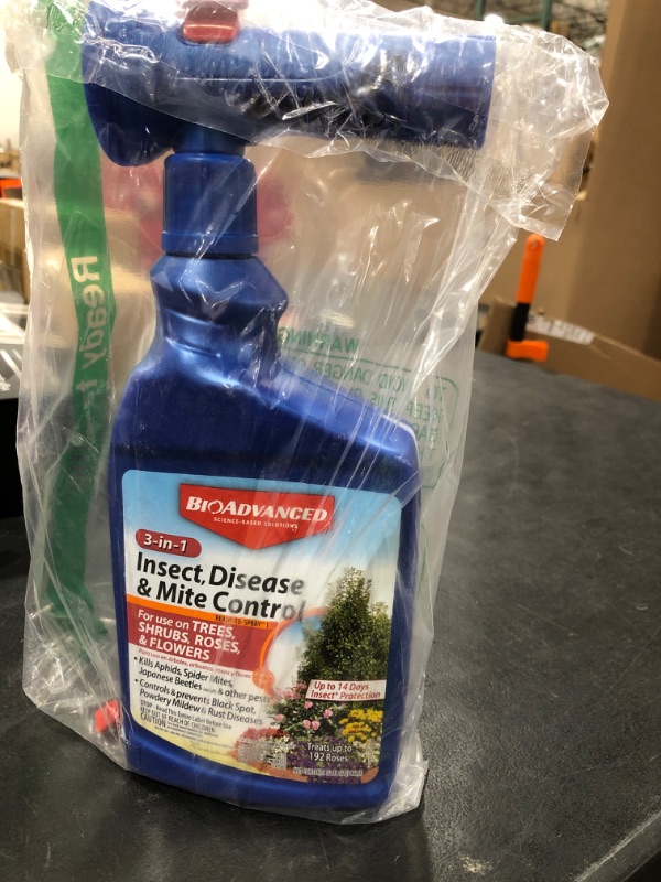 Photo 1 of BioAdvanced 3-in-1 Insect and Mite Plant Bug Spray, Pest Control Ready-to-Spray 32 oz, Disease Control