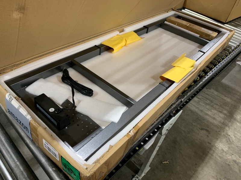 Photo 1 of OLBRUS 60 "Adjustable Workbench with Power Outlet, Heavy Duty 2000 LBS Load Capacity Hardwood Workbench Suitable for Workshop, Office, Garage, Home with Wheels