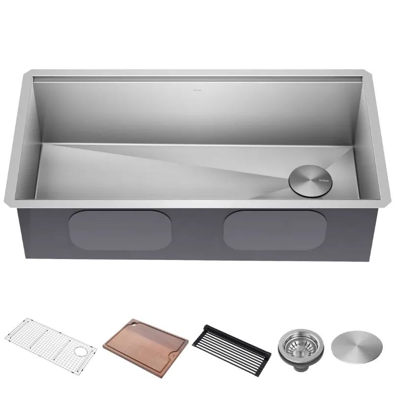 Photo 1 of 36" Undermount Workstation 16 Gauge Single Bowl Stainless Steel Kitchen Sink with Accessories