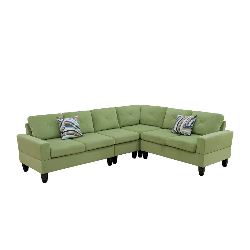 Photo 1 of Ainehome Apple-Green Massa Flannel 4-Piece Couch Living Room Sofa Set