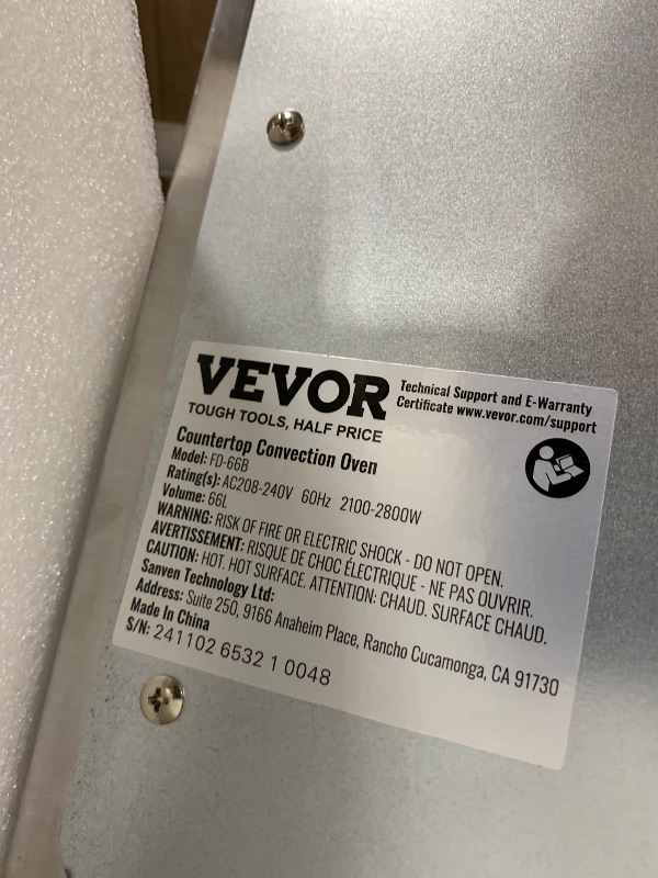 Photo 1 of VEVOR Commercial Countertop Oven, 66L 4-Tier Toaster Ovens with Tempered Glass Door, Wire Racks Clip Tray Gloves, 2800W Electric Stainless Steel Baking Ovens for Restaurant Bakery (AC208~240V,60Hz)