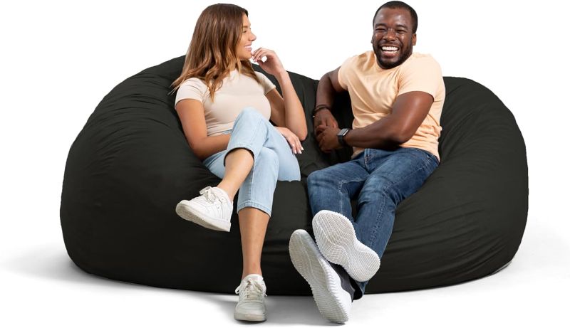 Photo 1 of Big Joe Fuf XXL Foam Filled Bean Bag Chair with Removable Cover, Black Lenox, 6 feet Giant