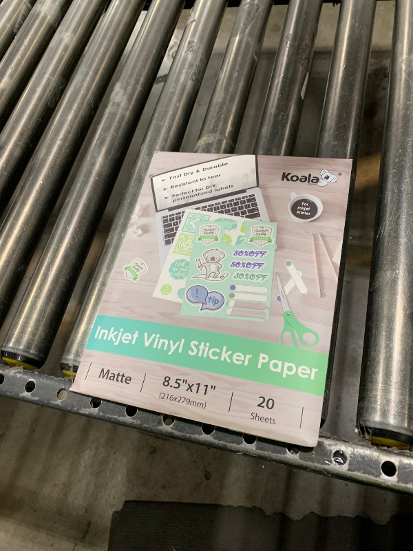 Photo 1 of Koala Printable Vinyl Sticker Paper for Inkjet Printer - 20 Sheets Matte White Vinyl Sticker Paper