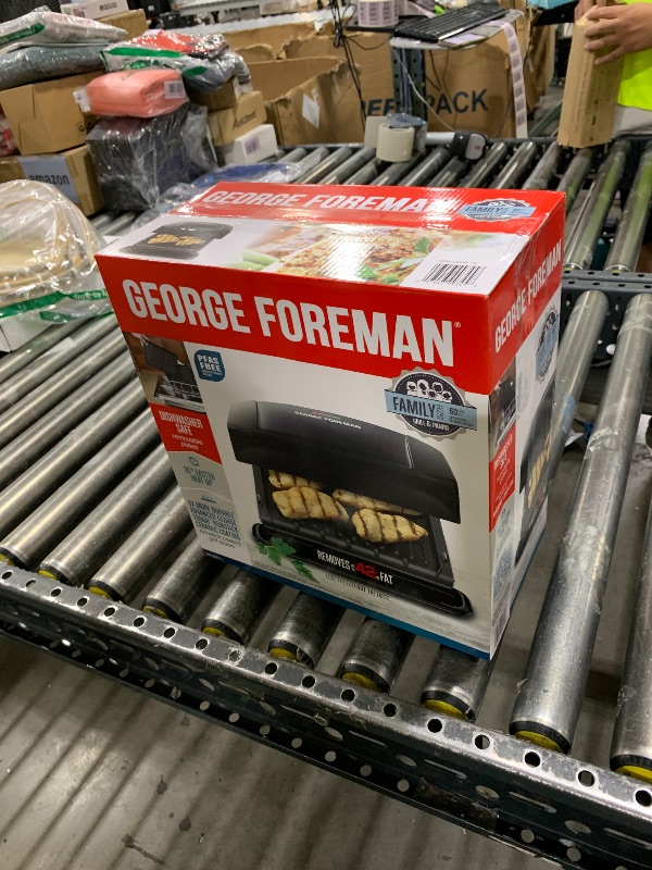 Photo 1 of George Foreman 4-Serving Removable Plate Electric Grill and Panini Press, George Tough Non-Stick Coating, Drip Tray Catches Grease, Black