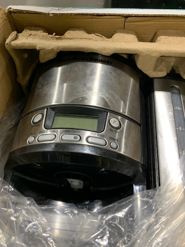 Photo 1 of MISSING FILTER --- Hamilton Beach One Press Programmable Dispensing 12 Cup Coffee Maker with Internal Coffee Pot