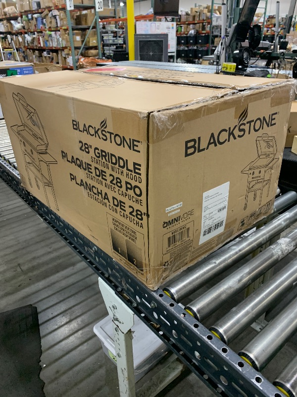 Photo 1 of Blackstone 1883 Original 28” Griddle with Integrated Protective Hood and Counter Height Side Shelves, Powder Coated Steel, Black