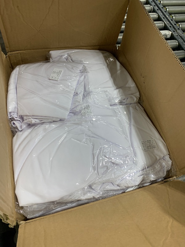 Photo 1 of 12 Pack White Rectangle Tablecloth 60 x 102 Inch Waterproof Polyester Table Cloth for 6 Foot Tables White Tablecloths 
