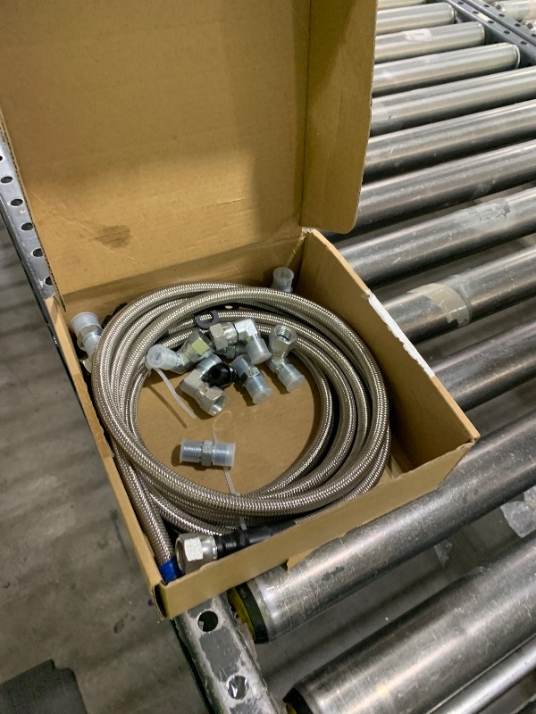 Photo 1 of 6AN 70" Transmission Cooler Hose Kit Lines Fitting Kit for GM Chevy 1996-2021 4L80E, for Ford C4-C6-AOD, for Turbo 350/400/200-200R4/700R4 4L60 4L60E 4L65E,Stainless Steel Braided Lines
