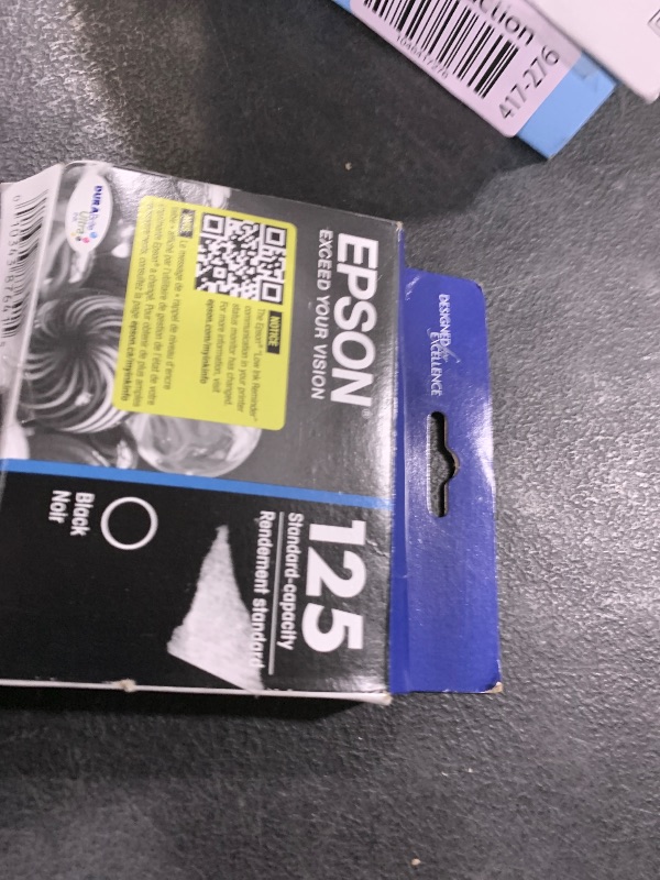 Photo 1 of Epson 125 DURABrite Ultra Ink Standard Capacity Black Cartridge (T125120-S) Works with Stylus NX-125, NX-127, NX-130, NX-230, NX-420, NX-530, NX-625, Workforce WF-320, WF-323, WF-325, WF-520