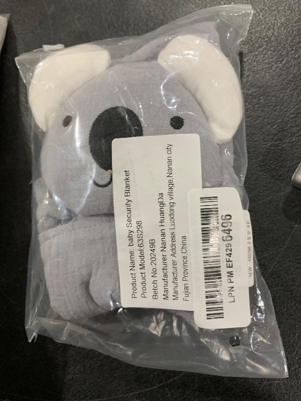Photo 1 of LAWKUL Baby Security Blankets Organic Cotton Muslin Lovey Breathable Lovie Soft Cuddly Lovies for Infant Boy Girls Koala Grey