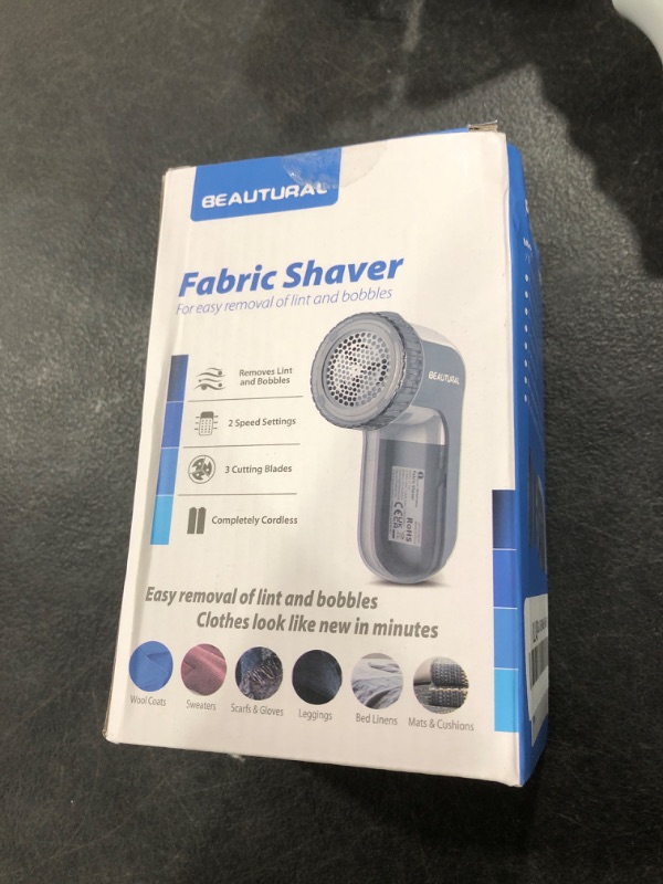 Photo 1 of BEAUTURAL Fabric Shaver and Lint Remover, Sweater Defuzzer with 2-Speeds, 2 Replaceable Stainless Steel Blades, Battery Operated, Remove Clothes Fuzz, Lint Balls, Pills, Bobbles Gray
