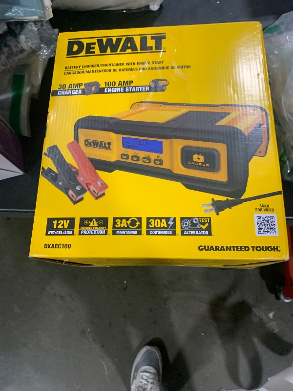 Photo 1 of DEWALT DXAEC100 Professional 30-Amp Battery Charger and 3-Amp Maintainer with 100-Amp Engine Start