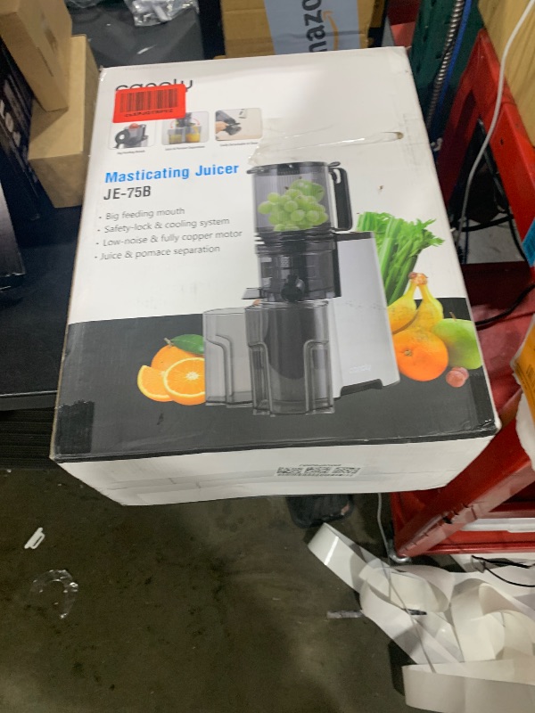 Photo 1 of Cold Press Juicer, 5.8" Wide Feed Chute Juice Extractor Machine with 400W, High Juice Yield, Slow Masticating Juicer for Whole Vegetables & Fruits, Metallic Silver