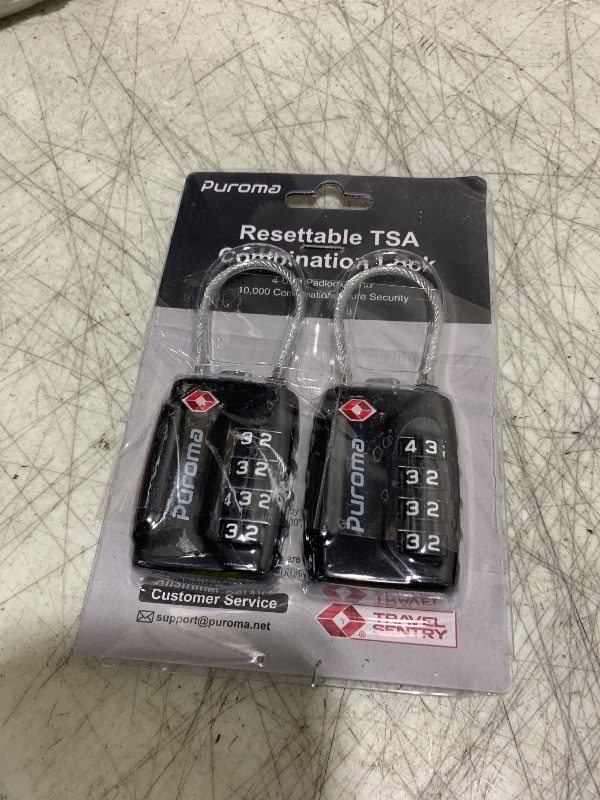 Photo 1 of Puroma 2 Pack TSA Approved Luggage Locks, 4 Digit Combination Travel Locks Resettable Code Lock with Zinc Alloy Body for Suitcase, Toolbox, Backpack, Bag, Gym Locker (Black)