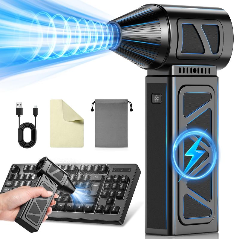 Photo 1 of Hingso Compressed Air Duster, 360000RPM Powerful Electric Air Duster with Brushless Motor, 5-Gear Rechargeable Cordless Air Blower Turbo Fan, Mini Jet Dry Blower for PC, Keyboard, Snow, Car, Outdoors