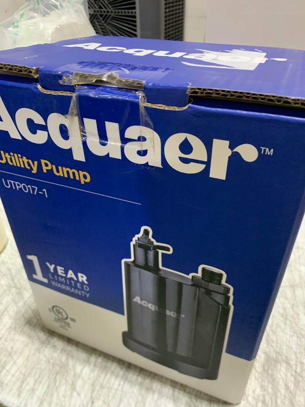 Photo 1 of Acquaer Submersible Water Pump 1/6 HP Sump Pump Thermoplastic Utility Pump Small Electric Water Pump 1750 GPH Water Remove for Basement Hot Tubs Garden Pool Cover Draining with 10 ft Cord