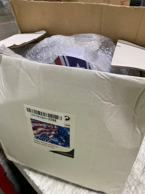 Photo 1 of FLOWERCAT 60PCS 4th of July Plates & Red White Blue Plates for Independence Day, Memorial Day - American Flag Plastic Plates Include 30PCS 10.25inch Dinner Plates and 30PCS 7.5inch Dessert Plates