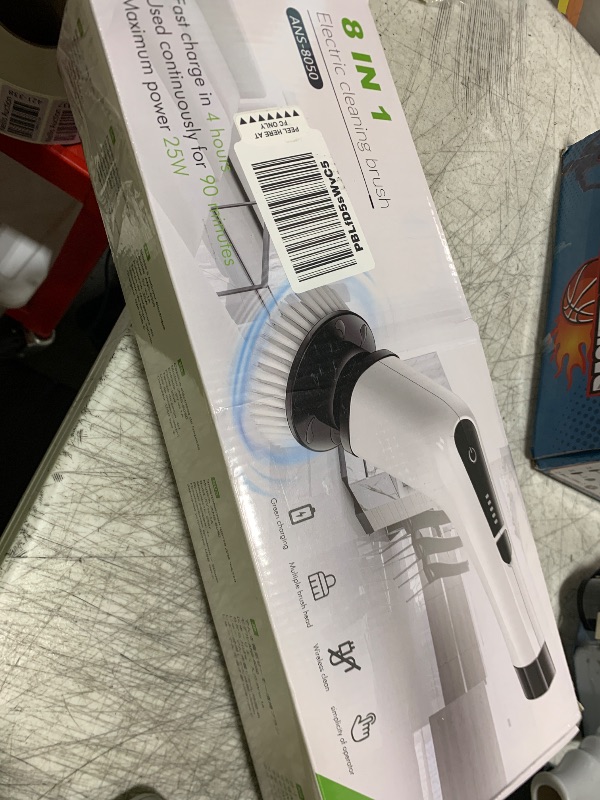 Photo 1 of Bomves Electric Spin Scrubber, Cordless Cleaning Brush Scrubber for Home, 400RPM/Mins-8 Replaceable Brush Heads-90Mins Work Time, 3 Adjustable Size, 2 Speeds for Bathroom Shower Bathtub Glass Car