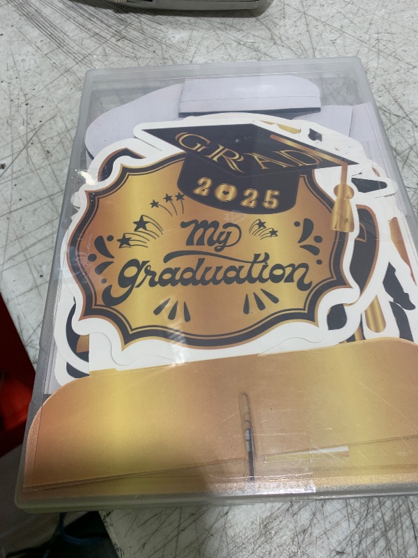 Photo 1 of 12PCS Graduation Decorations Class of 2025, Congrats Grad Table Centerpieces Graduation Honeycomb Centerpieces Grad Party Centerpieces 2025 Graduation Decorations for Party, Gold