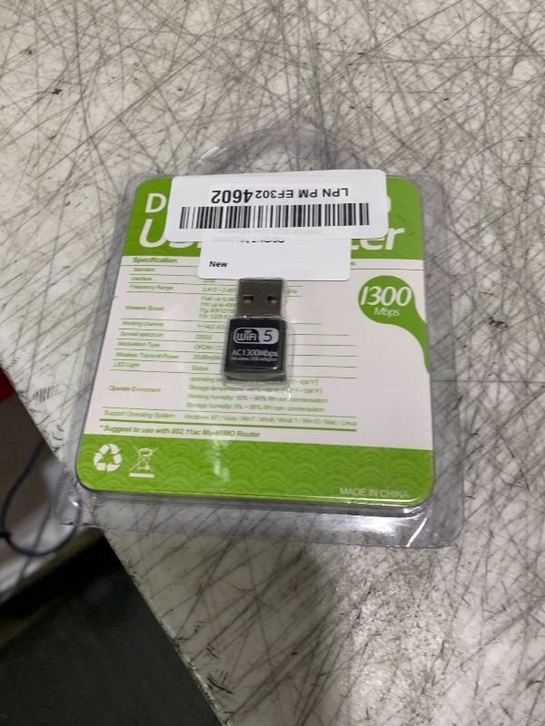 Photo 1 of 1300Mbps USB WiFi Adapter for PC, AC1300M USB WiFi Dongle 802.11ac Mini Wireless Network Adapter with Dual Band 2.4GHz/5Ghz for Desktop Laptop Support Windows 11/10/8/7/XP, MAC OS, Linux etc